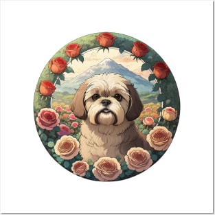 Lhasa Apso Garden Landscape Posters and Art